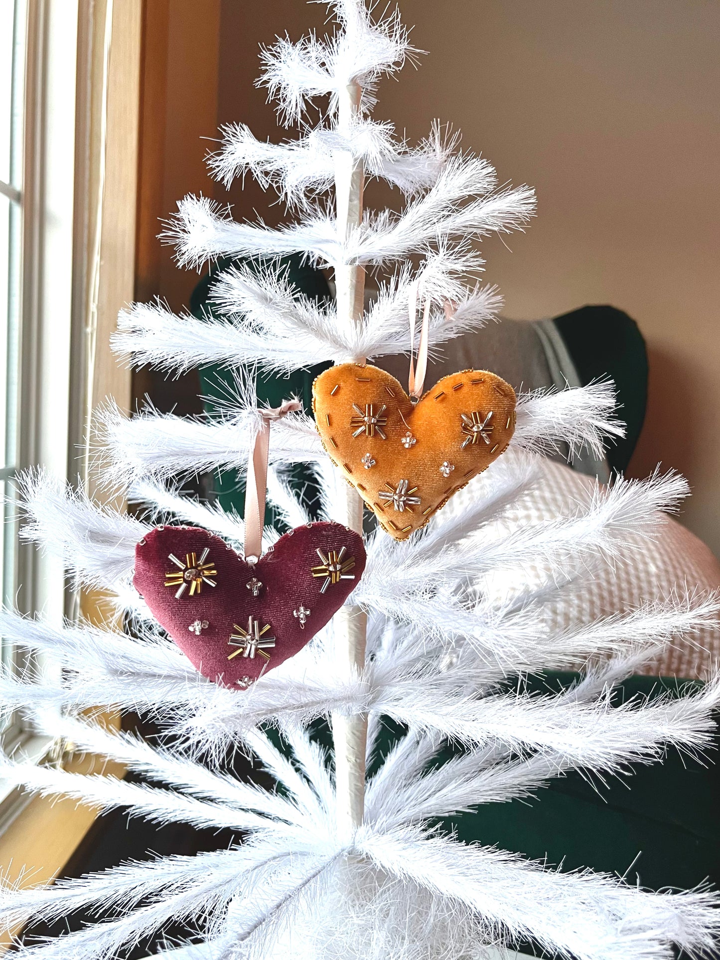 Velvet Heart Ornaments (2)