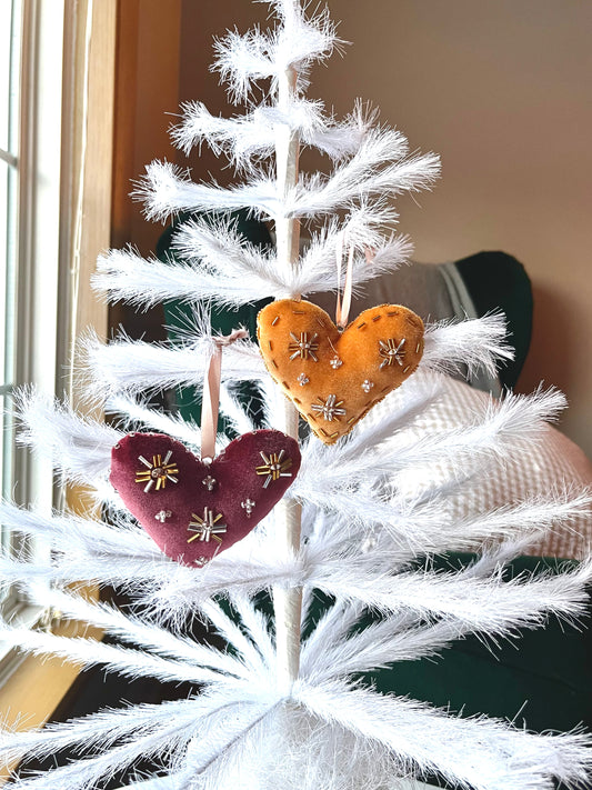 Velvet Heart Ornaments (2)