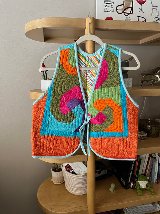 Bright Colors Quilted Vest Size S