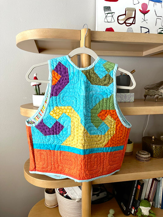 Bright Colors Quilted Vest Size S