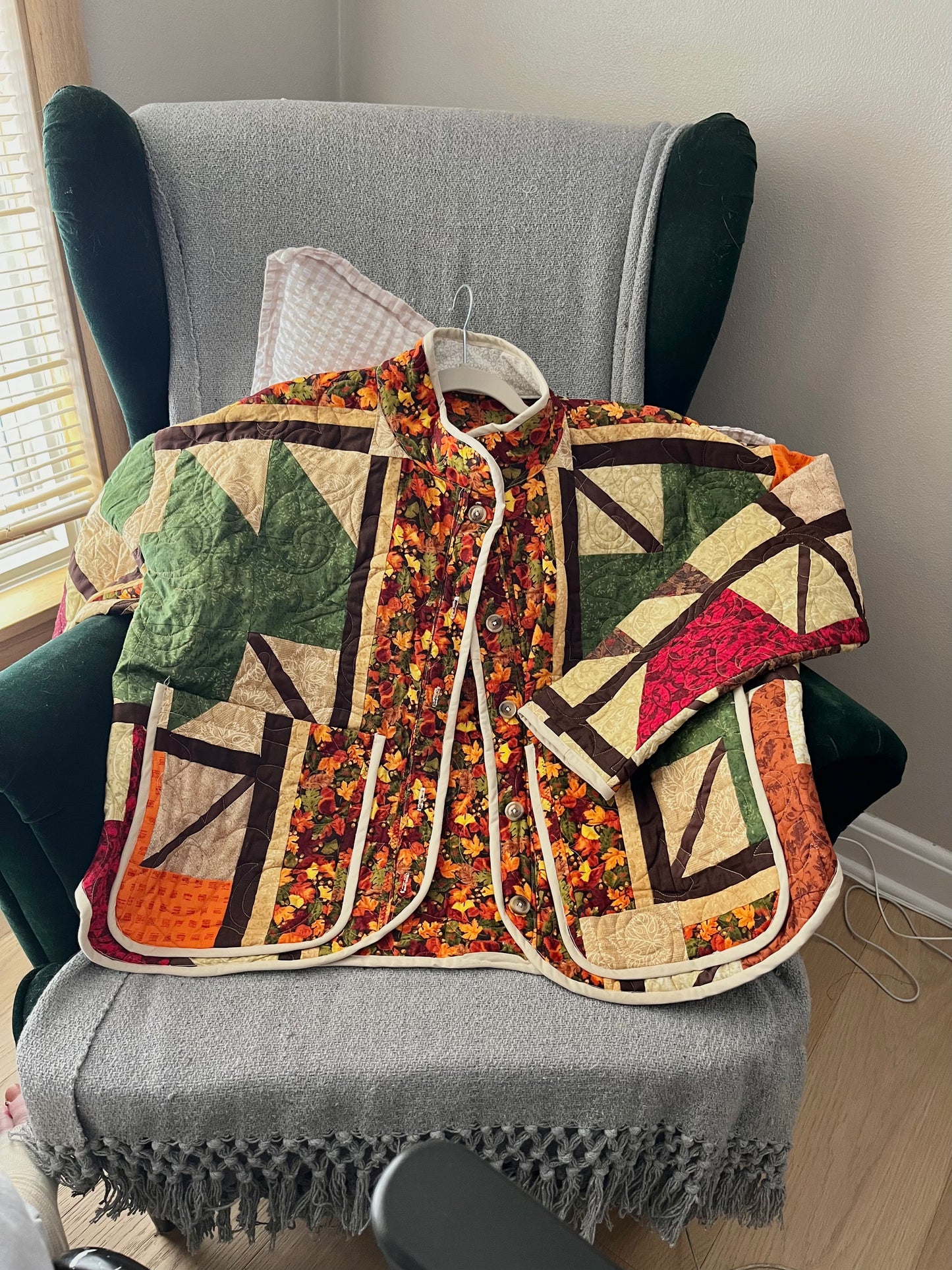 Fall Prints Quilted Jacket Size: M/L